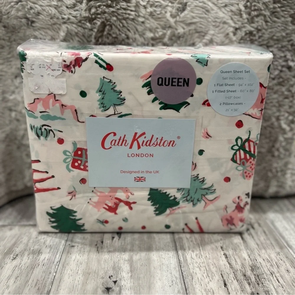 Cath Kidston Queen Sheet Set with Christmas Print
